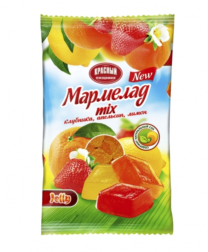 Мармелад фасованный: «MIX Апельсин, лимон, клубника» 300гр