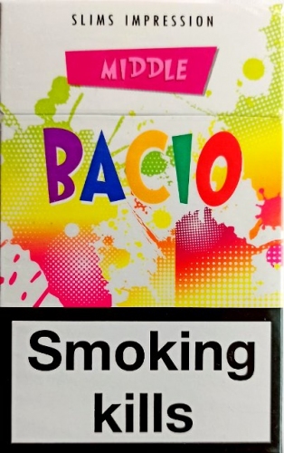Сигарети "Bacio white SLIMS" ("Басіо білий Слімс") duty free. Ціна за блок (10 пачок)